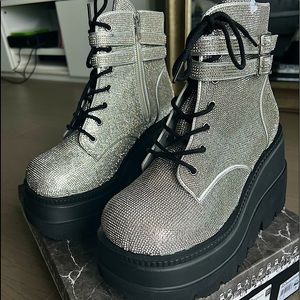 Demonia rhinestone boots from DollsKill! Perfect condition, worn once. Size 9!